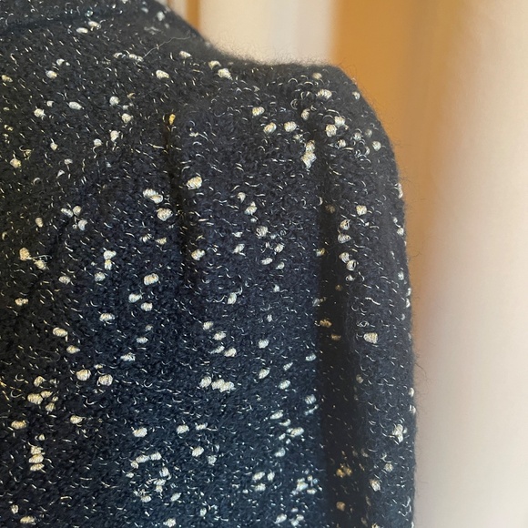 NEW! Ann Taylor Black & Metallic Gold Turtleneck Puff Sleeve Sweater Size S/P - Picture 6 of 11